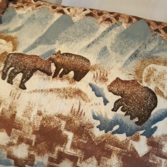 NEW Western Flannel Bear Wild Wyoming print Handbag Purse Double handle Satchel - Picture 3 of 7